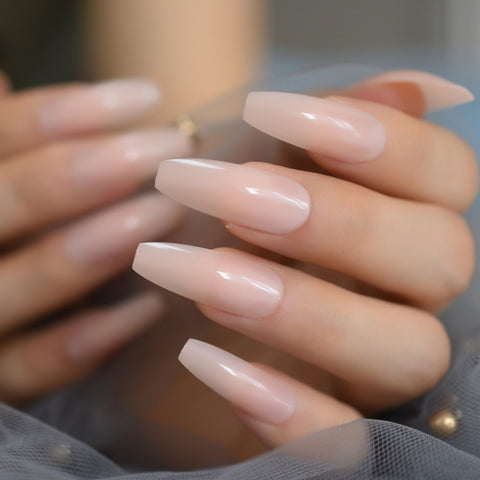 Nude Extra Long Fake Nails