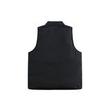 Solid Color Printing Sleeveless Top Zipper Multi-pocket Stand Collar Cotton Vest Men