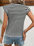 Women's Striped Round Neck Casual Short Sleeve