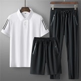 Men's Summer Seamless Ice Silk Sports Casual Suit