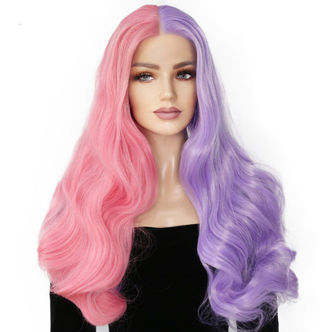 Ladies Two-tone Long Curly Hair Lace Wig