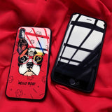 Compatible Cartoon Cute Bulldog Glass Phone Case