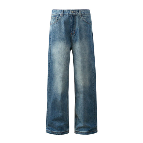 Washed Gradient Wide-leg Jeans Vintage Men's Clothing