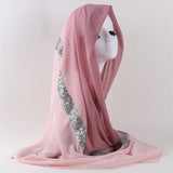 Women's Two-tone Gradient Pearl Chiffon Lace Sequined Scarf