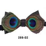 Men's Bow Tie Peacock Big Eyes Blue Feather