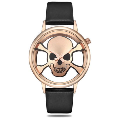 Glass Ladies Skull Belt Quartz Watch