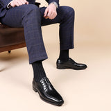 Men's Fashion Casual Brushed Square Toe Laces Leather Shoes