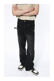 Straight Wide Leg Black Denim Fashionable Trousers