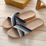 Linen Slippers Home Couple Indoor Wooden Floor Home Thick-soled