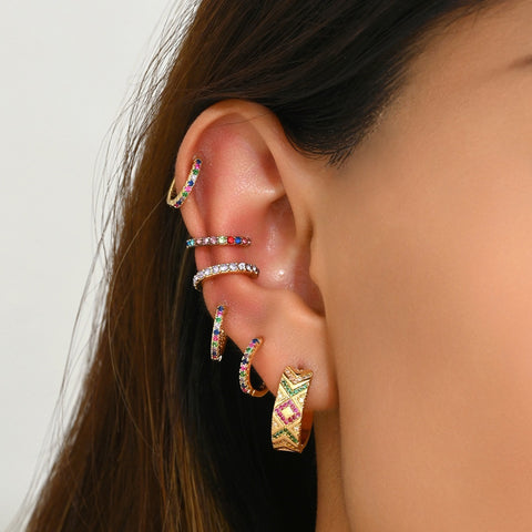 Fashion Court Women's Ear Studs Simple Inlaid Color