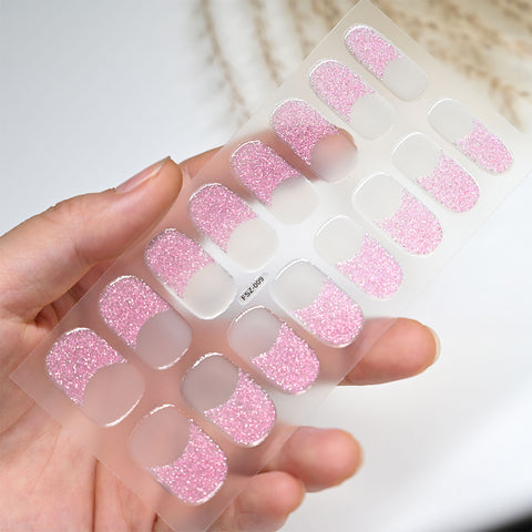 French Glitter Uv Gel Nail Stickers Waterproof And Durable