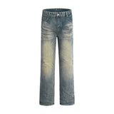 Gradient Wash Denim Straight-leg Trousers Men's Punk