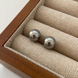 Simple Design Gray Pearl Stud Earrings For Women