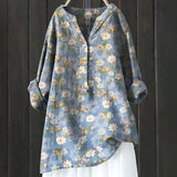 Long Sleeve Chinese Style Slub Linen Comfort Printing All-matching Shirt