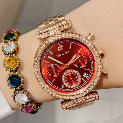 Women Waterproof Diamond Watch With Calendar