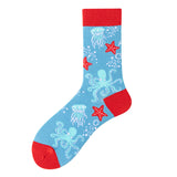 Men's Creative Printed Ocean Series Mid Length Socks