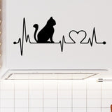 Love Heart Electrocardiogram Music Cartoon Cat Car Sticker