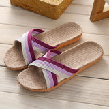 Linen Slippers Home Couple Indoor Wooden Floor Home Thick-soled