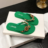 Summer New SUNFLOWER Outer Wear Flat High-grade Diamond-embedded Beach Slippers