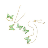 Lucky Crystal Butterfly Four-piece Suit Color Necklace