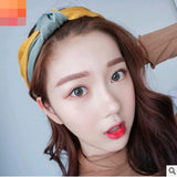 Two-color stitching Chinese knot wide-brimmed cross hair band retro satin middle knotted color headband headband