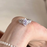 Super Shiny Lilac Zircon Ring Fashion Minority Design