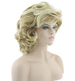 High temperature silk curly wigs European and American golden short hair wigs