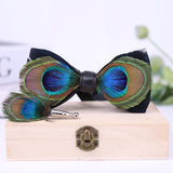 Men's Bow Tie Peacock Big Eyes Blue Feather