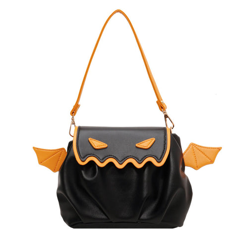 Halloween Little Devil Pumpkin Cute Contrast Color Pleated Cloud Bag