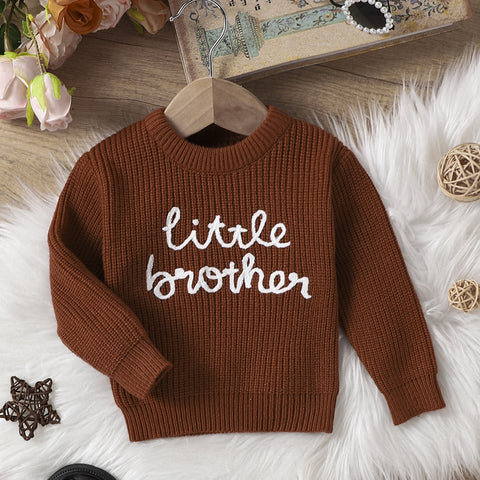 Baby Pullover Round Neck Letter Embroidered Printed Sweater