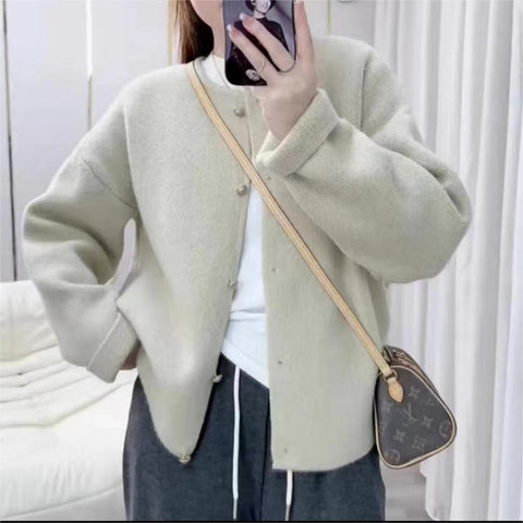 Single-breasted Simple Knitting Cardigan Coat Autumn And Winter Loose Sweater