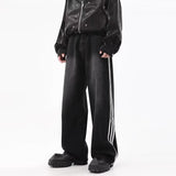 Men's Japanese Style Striped Jeans Loose Trousers