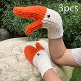 Cold Protection In Three-dimensional Swan Full Finger Gloves Knitted Wool Mittens