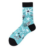 Men's Creative Printed Ocean Series Mid Length Socks