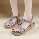 Rhinestone Casual Seaside Beach Flat Sandals Women's Comfortable All-matching