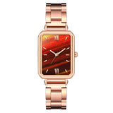 Women's Fashion Casual Square Steel With Quartz Watch