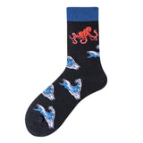 Men's Creative Printed Ocean Series Mid Length Socks