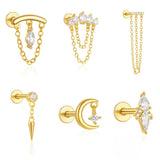 Tassel Horse Eye Zircon Piercing Cartilage Ear Studs