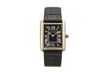 Quartz Watch Rectangular Leather With Retro Roman Index