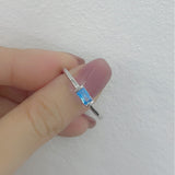 Ice Cube Aquamarine Fine Circle Ring Glass Drill