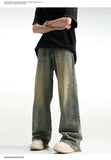 Distressed Retro Blue Jeans High Street Loose Straight Wide Leg Washed Bootcut Pants