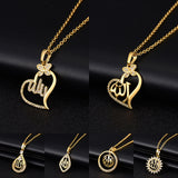 Copper Micro Inlaid Zircon Heart-Shaped Round Necklace