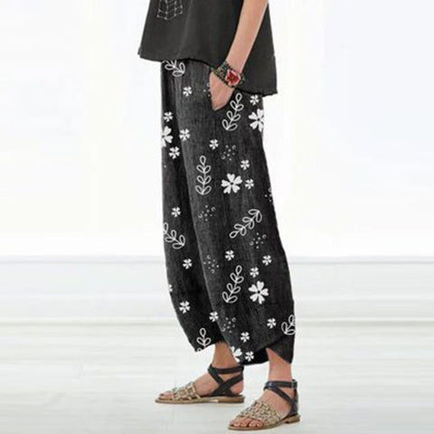 Floral wide-leg pants