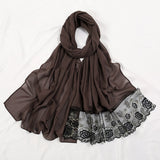 Flower Lace Pearl Chiffon Scarf