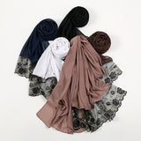 Flower Lace Pearl Chiffon Scarf