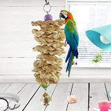 Bird Parrot Toy With Bell Natural Wooden Grass Bite Hanging Cage