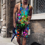 Men's Clothing Series Fashion Camisole Colorful Hip Hop Print Sleeveless Top Shorts Suit