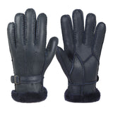 Men's Real Sheepskin Fur One-piece Thickened Split Finger Gloves