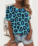 Fashion Leopard Print Casual Short Sleeve