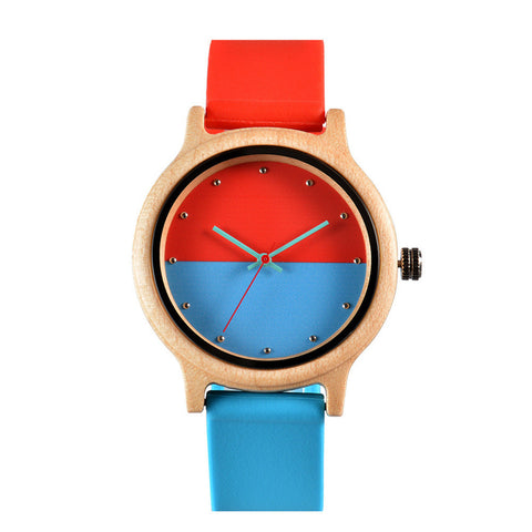 Creative Color Matching Ladies Fashion Trend Quartz Wood Watch